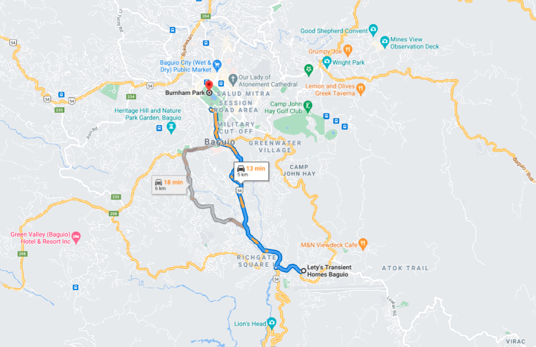 Lety's Transient House facility in Baguio 🌲🌲🌲 is only 10 minutes drive 🚗 away from Burnham Park in Baguio City. 